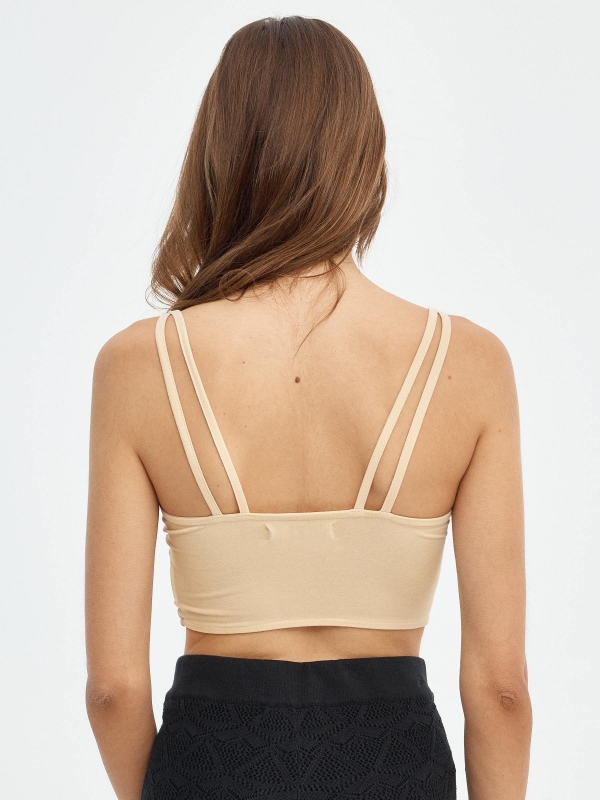 Double straps bustier top sand middle back view