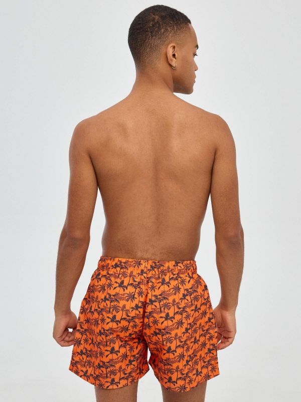 Totalprint swimsuit palm trees orange middle back view