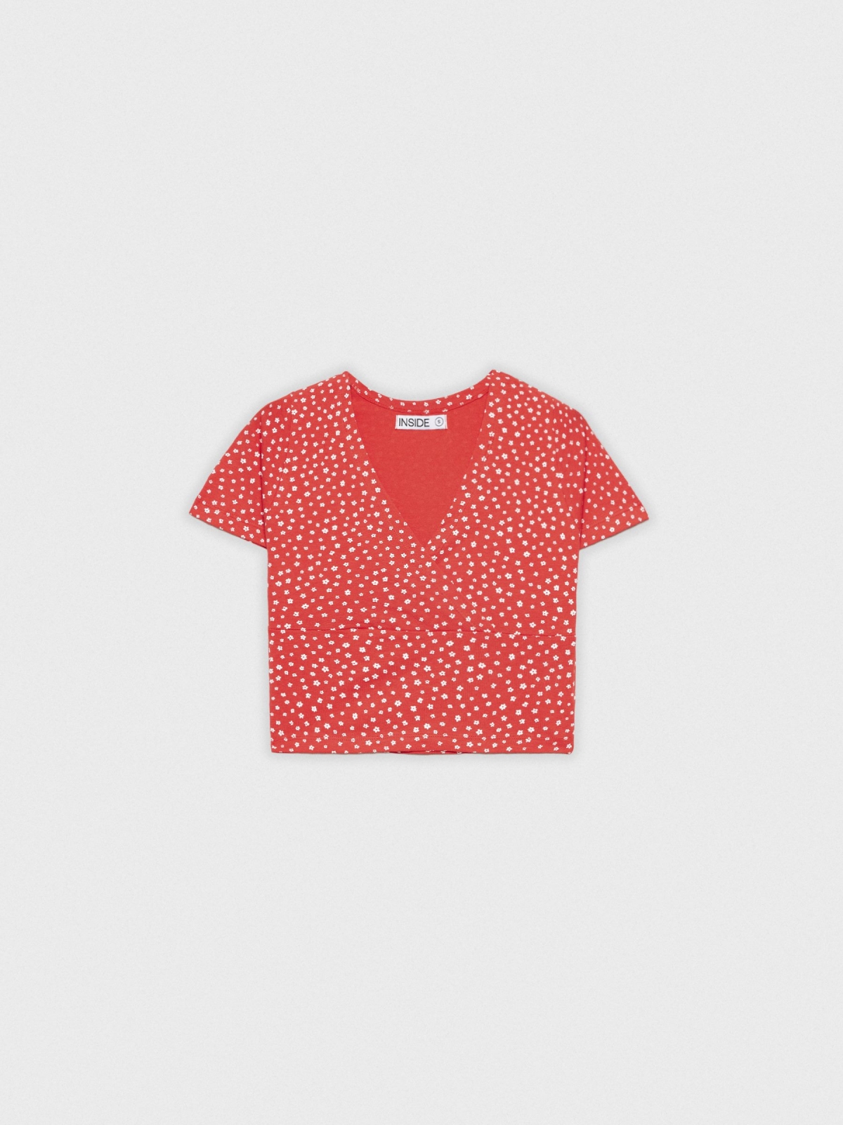  Camiseta crop escote cruzado rojo