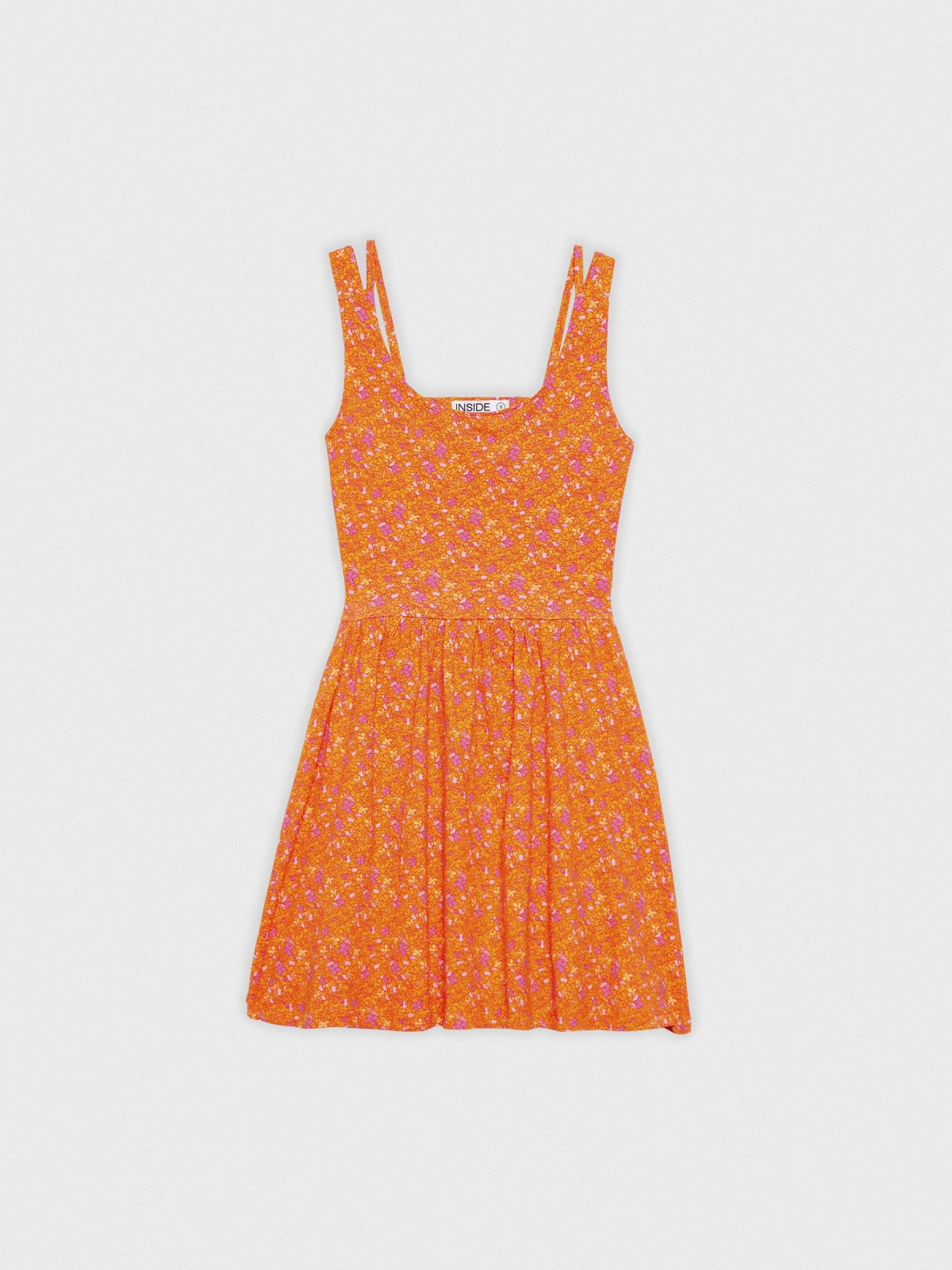  Open back mini flared dress caldera orange