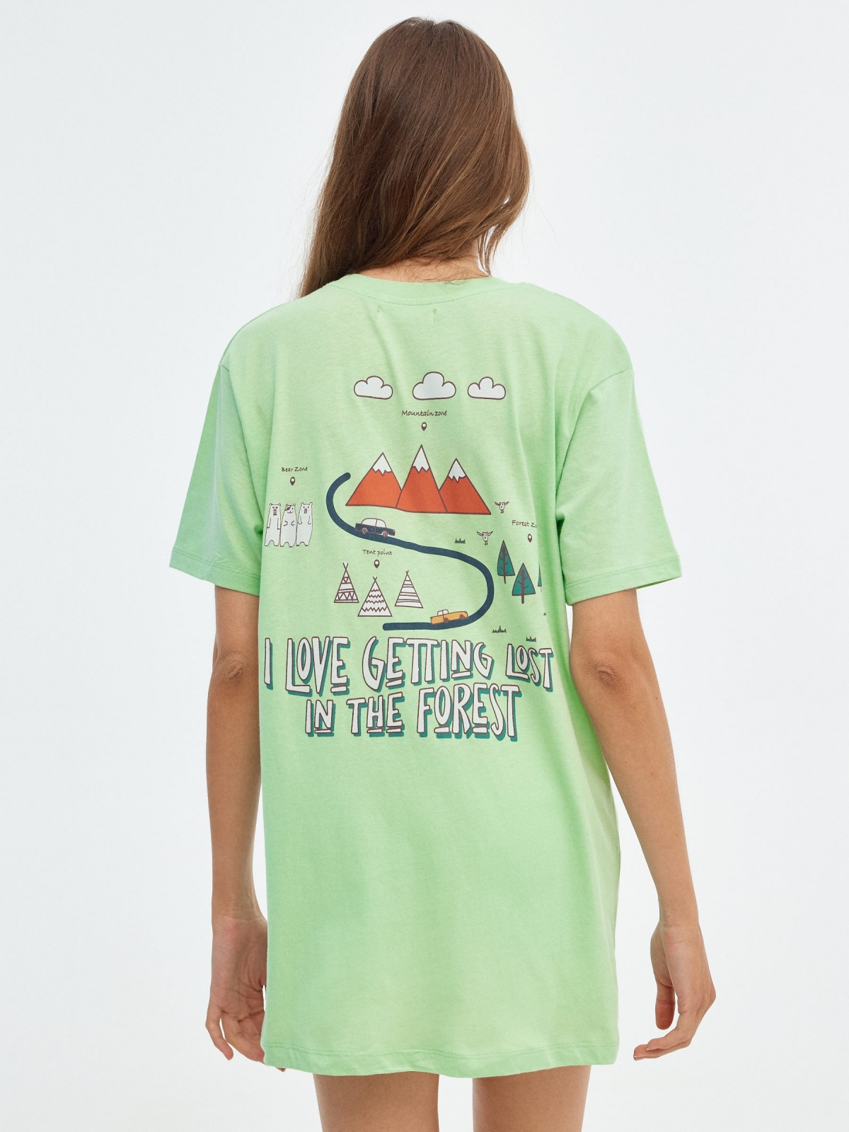 Oversized T-shirt In Forest light green middle back view