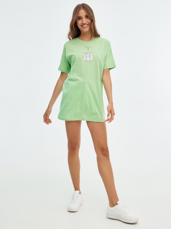 T-shirt oversized In Forest verde claro vista geral frontal
