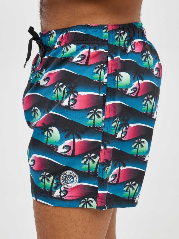 Palm trees and waves swimsuit black