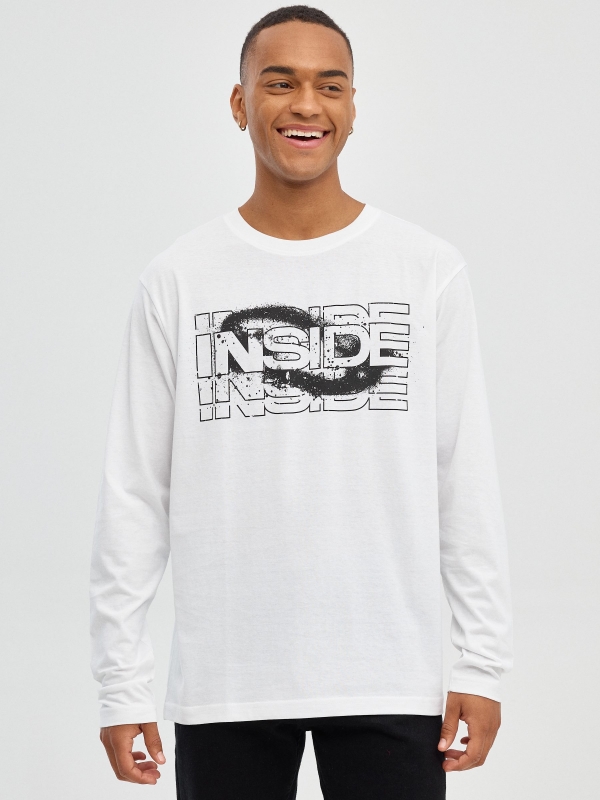 Camiseta regular INSIDE blanco vista media frontal