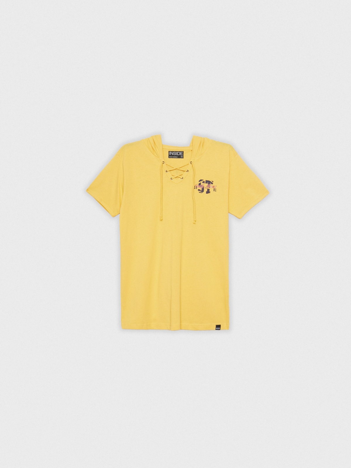  T-shirt de impressão desportiva amarelo pastel