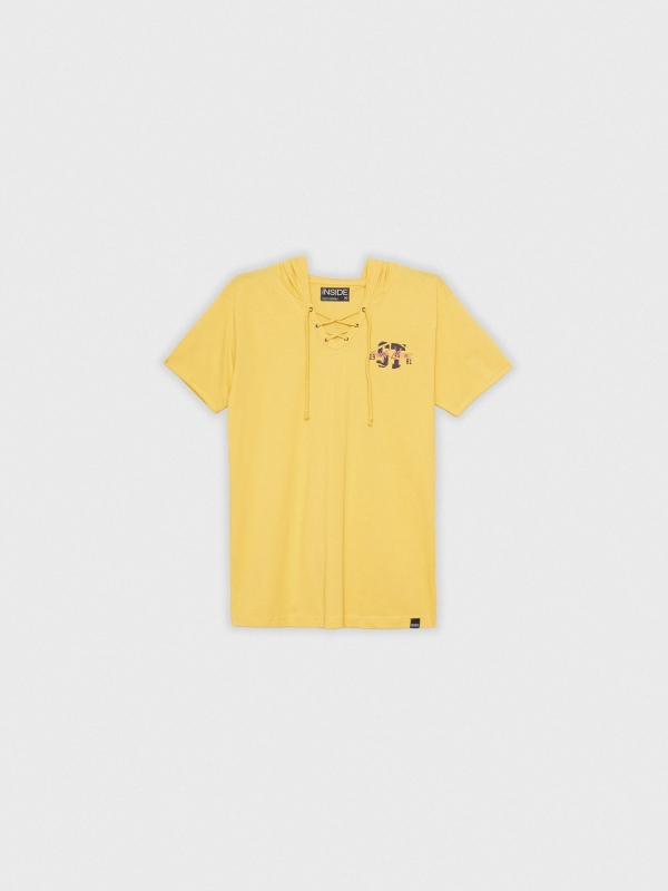  T-shirt de impressão desportiva amarelo pastel