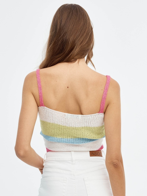 Knit top with laces multicolor middle back view