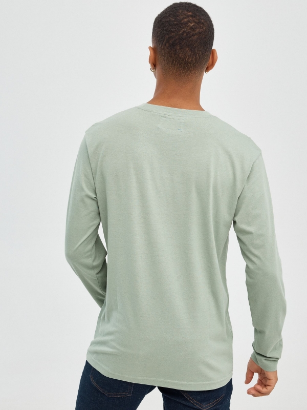 INSIDE regular T-shirt greyish green middle back view