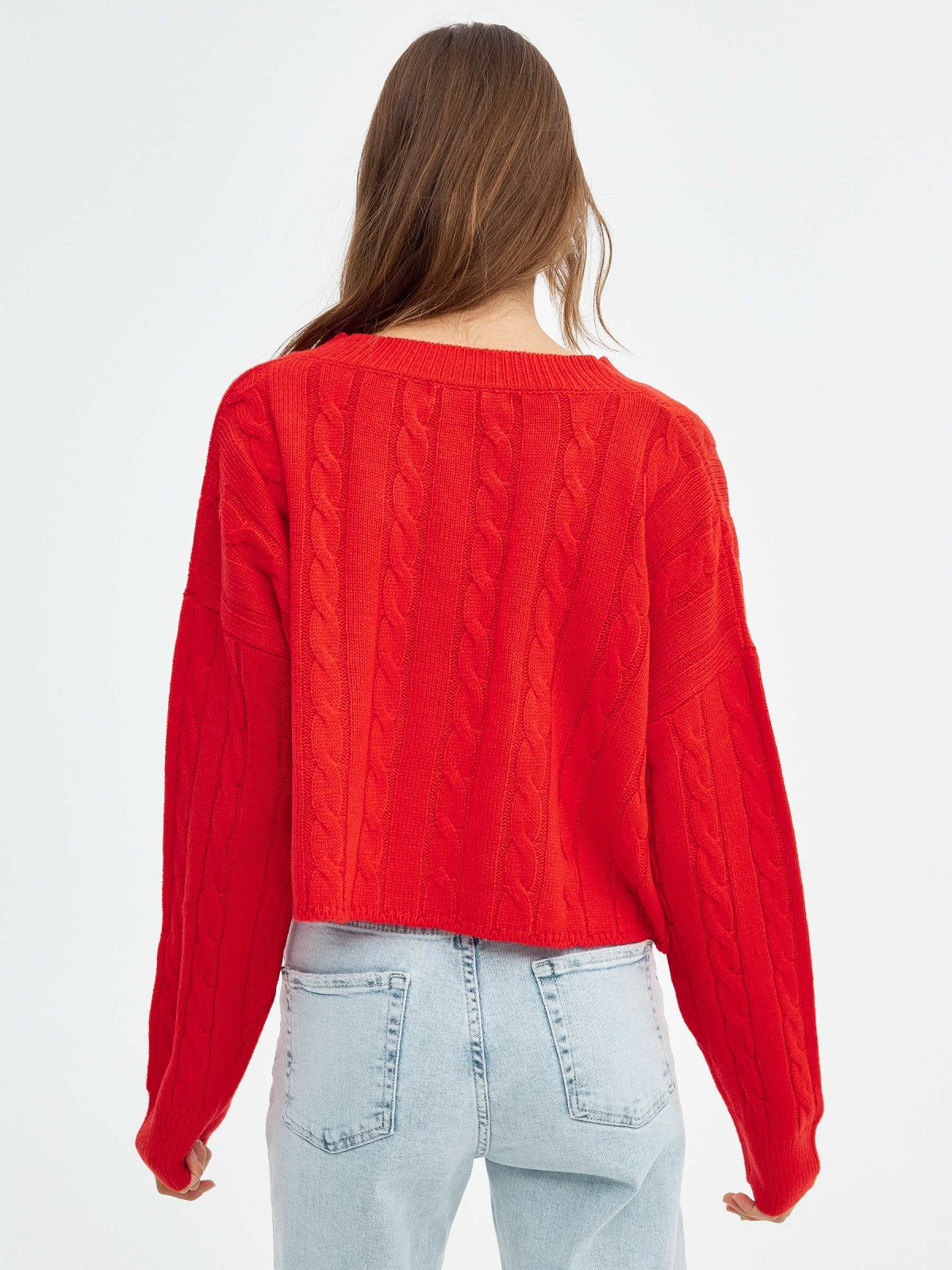 Eights sweater deep red middle back view