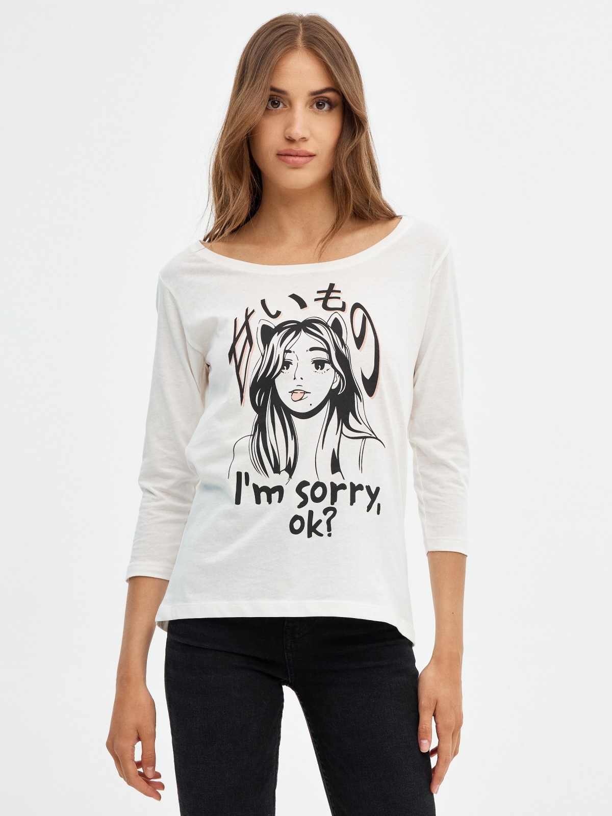 Camiseta I'm Sorry blanco roto vista media frontal