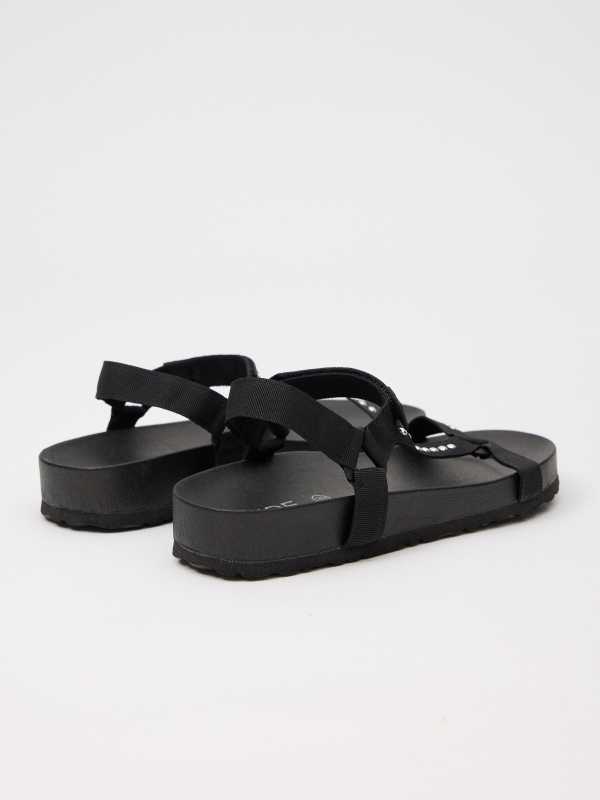 Sport strappy sandals with studs black 45º back view