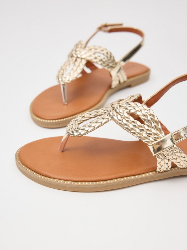 Braided toe sandal with glitter golden/silver detail view