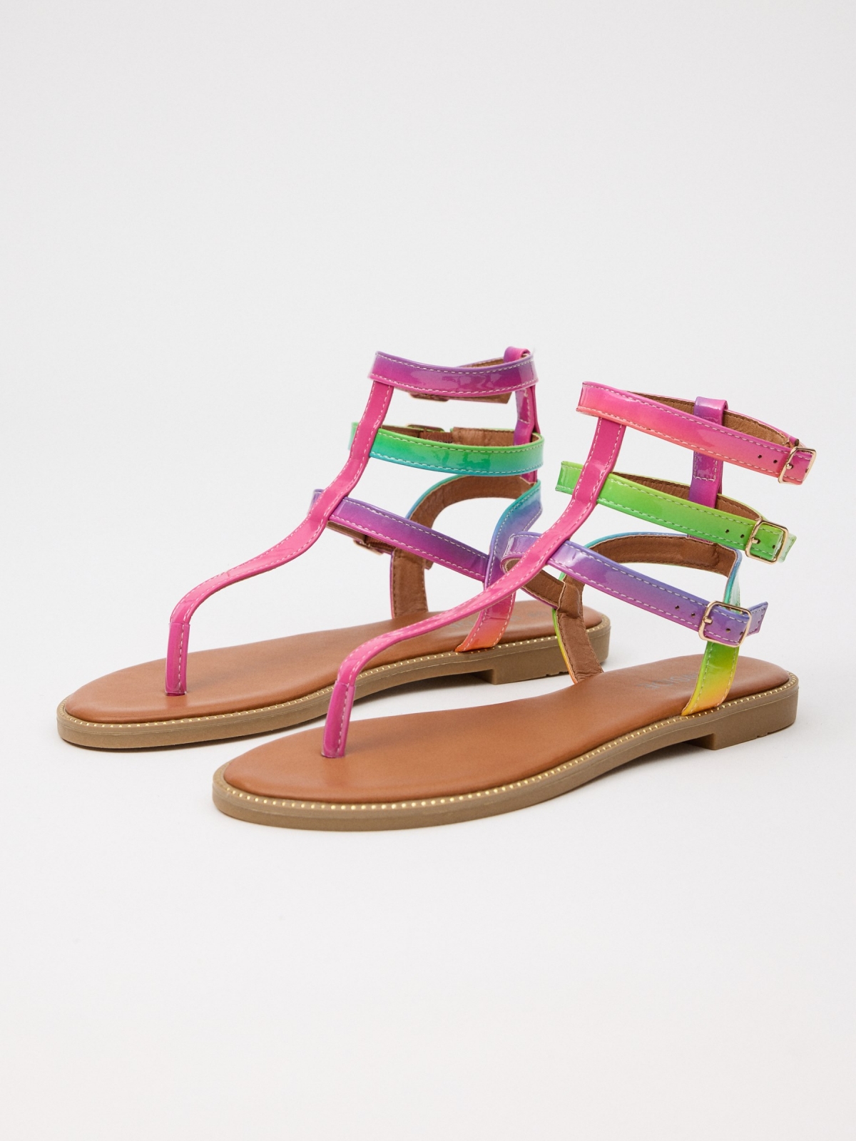 Multicolor strappy sandal multicolor 45º front view