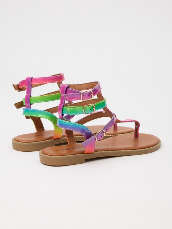 Sandália de tiras multicolorida multicolorido vista traseira 45º