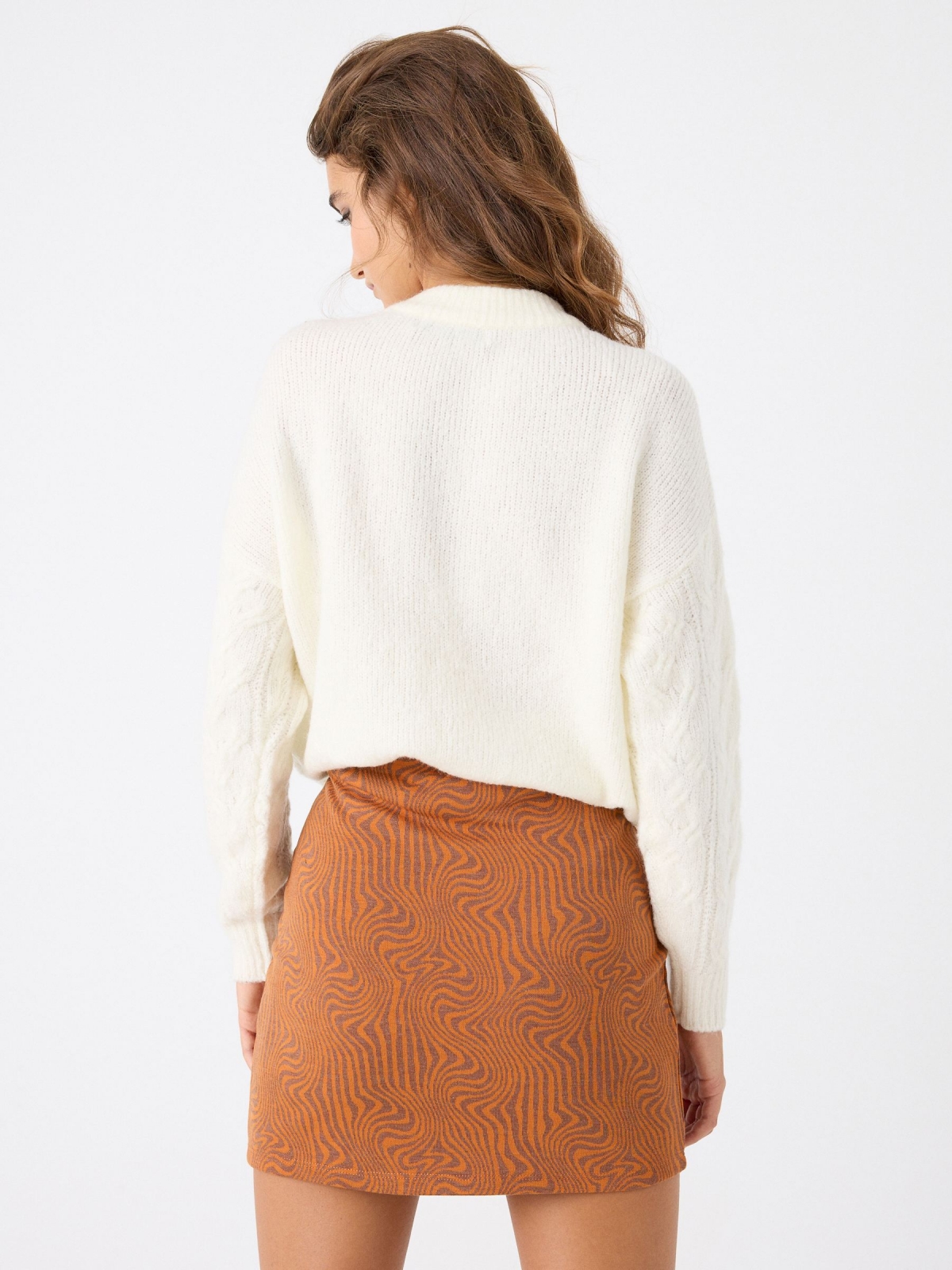 Psychedelic print knit skirt cinnamon middle back view