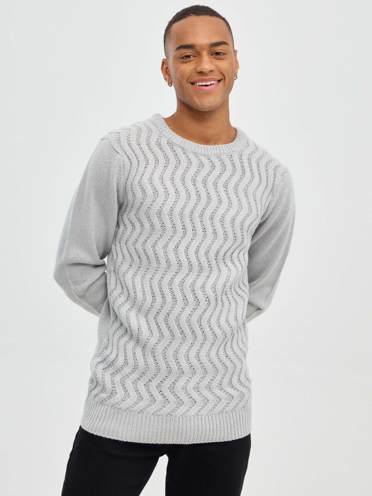 Ribbed jumper grey middle front view