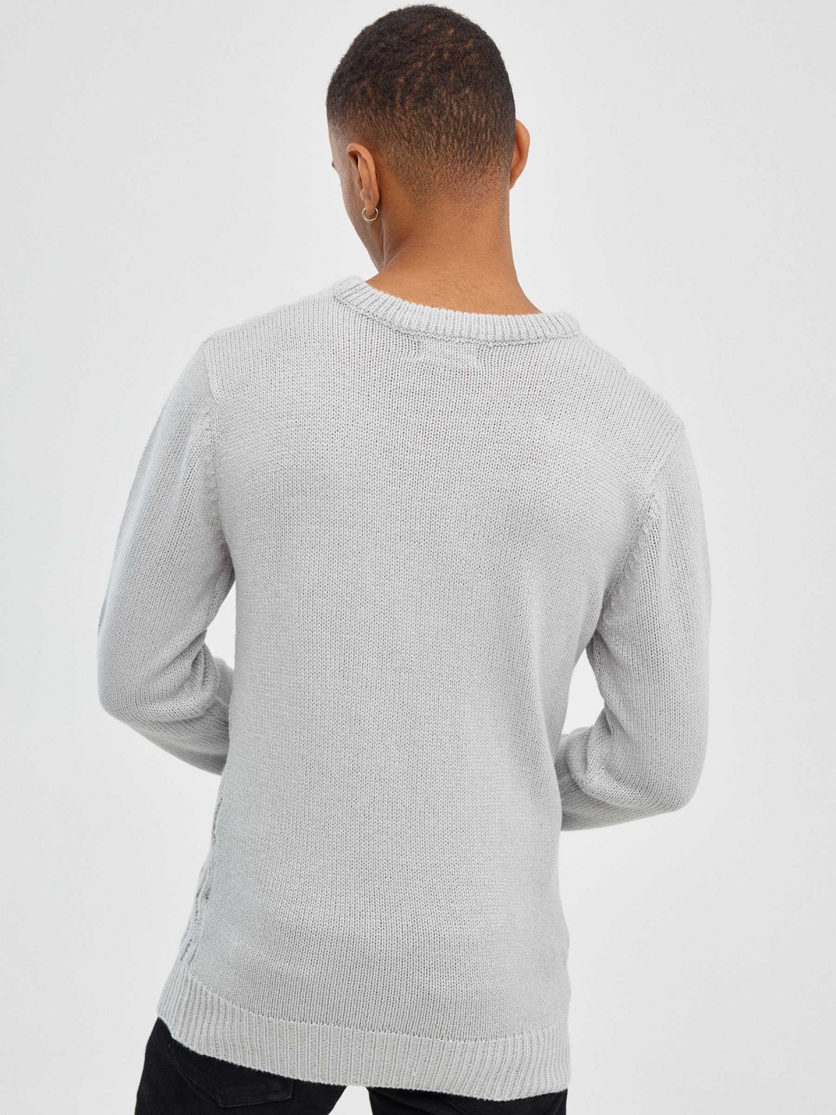 Ribbed jumper grey middle back view