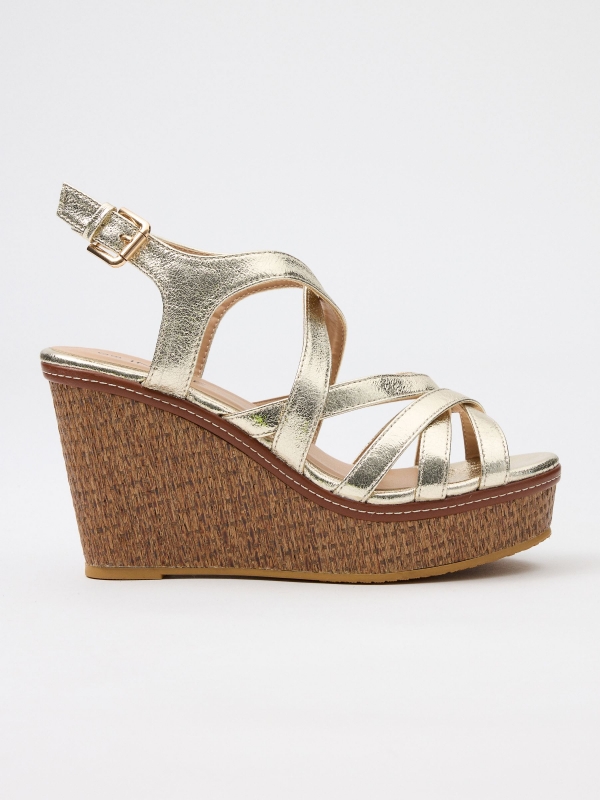 Wedge with golden strips light yellow