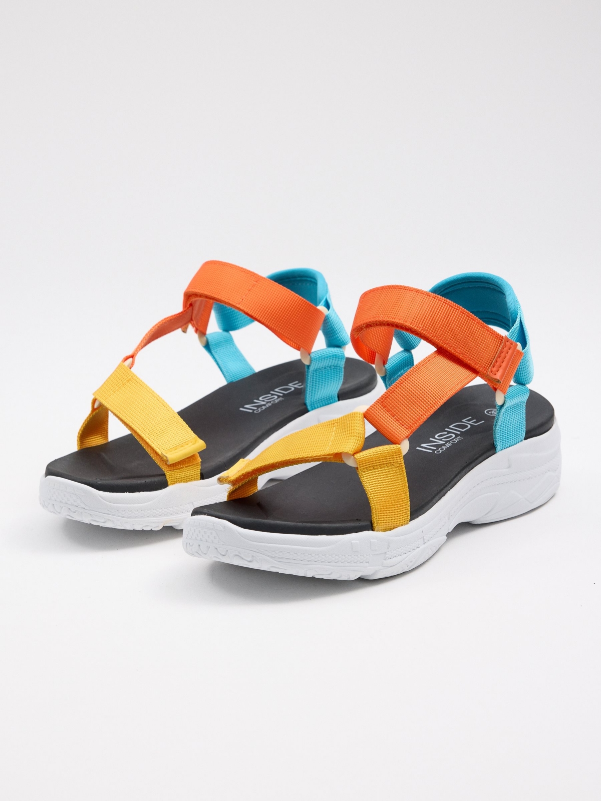 Multicolour sport sandal multicolor 45º front view