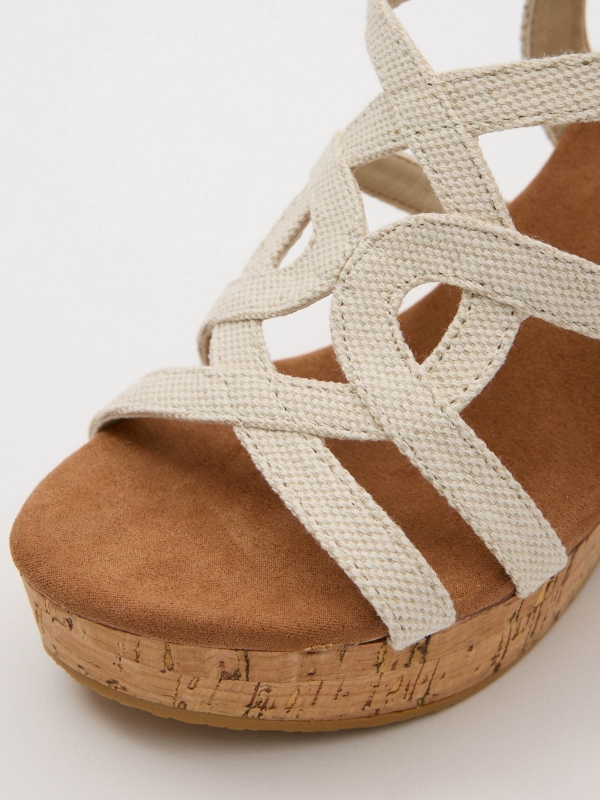 Wedges with lace-up straps sand detail view