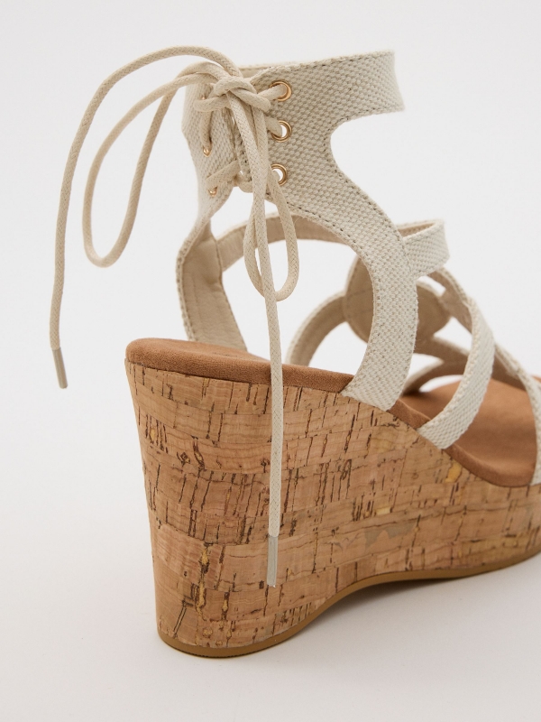 Wedges with lace-up straps sand detail view
