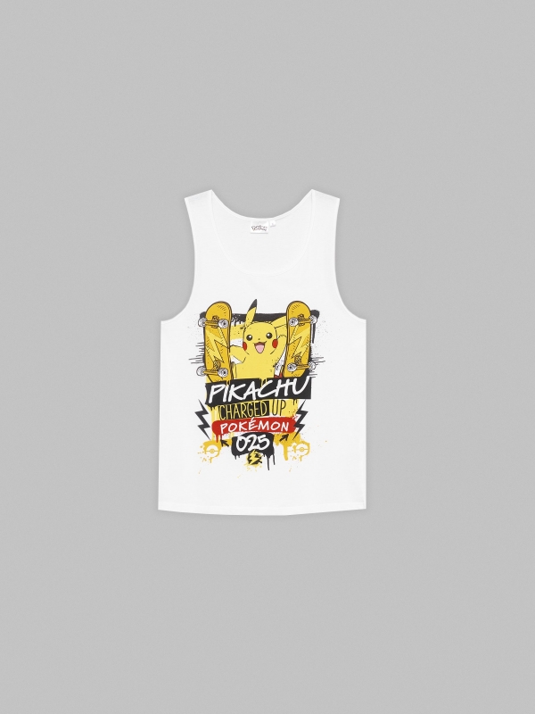  T-shirt do tanque de Pikachu branco