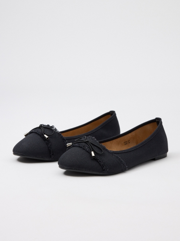 canvas ballerina with bow black 45º front view