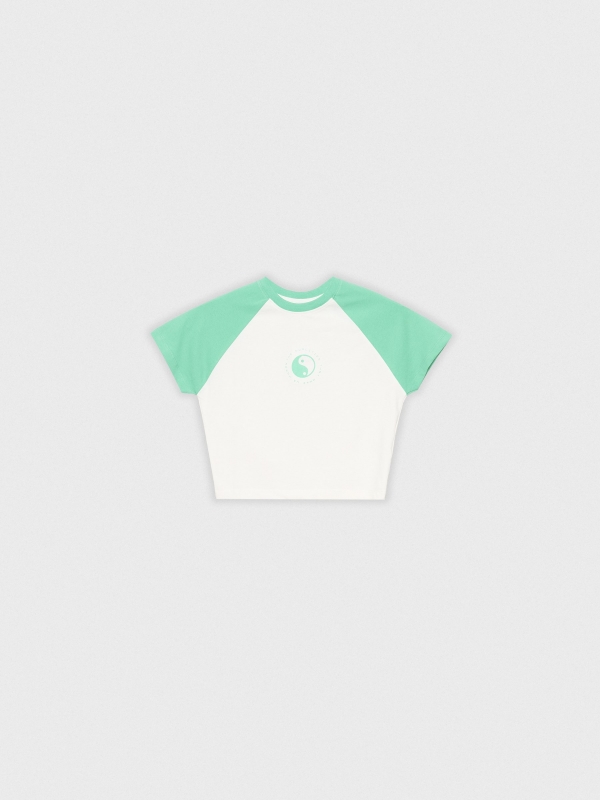  Contrast print t-shirt sea green