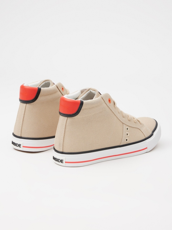 Boot style sneaker sand 45º back view