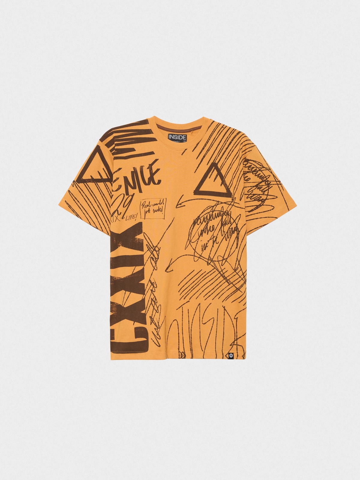  Oversized T-shirt with text print ochre