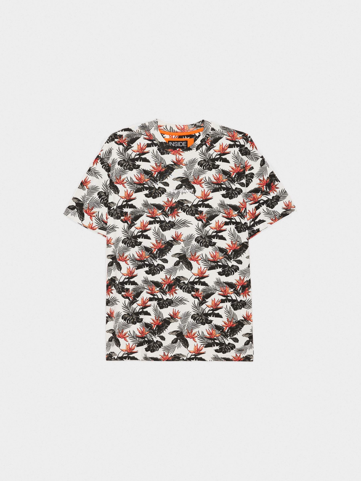  T-shirt de impressão tropical oversized cinza claro