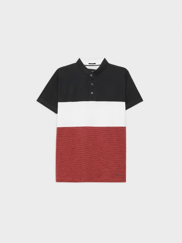  Mao color block polo shirt navy