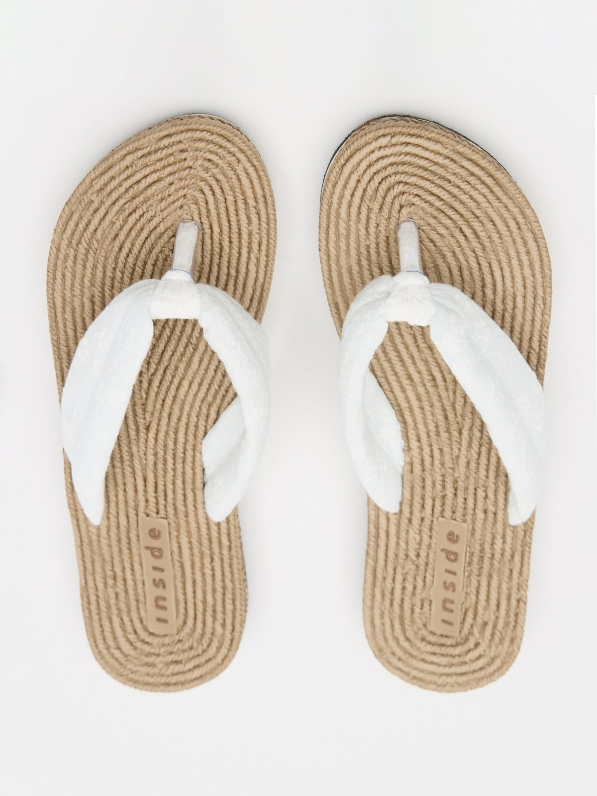 Embroidered thong sandal off white