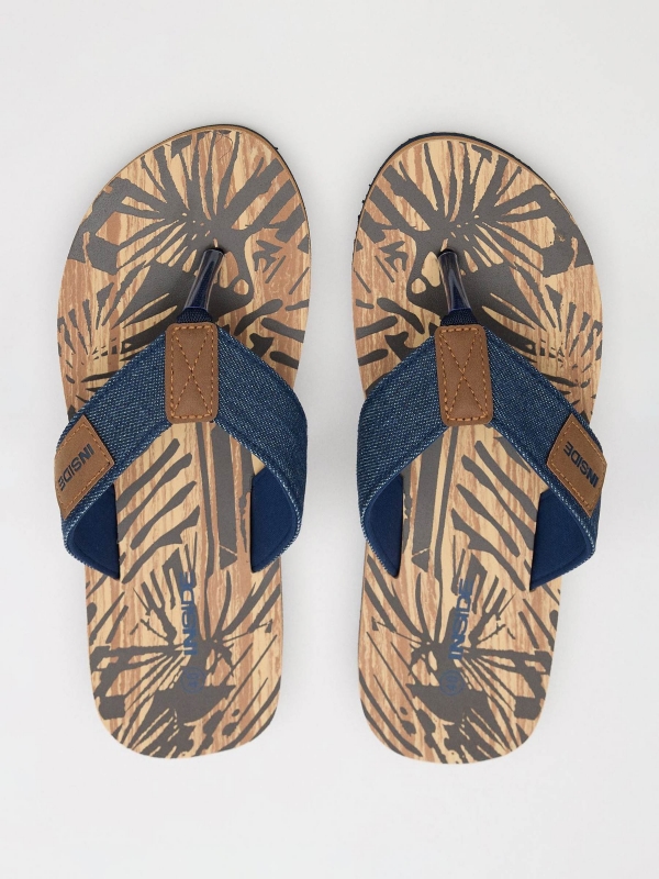 Blue denim thong sandal sand