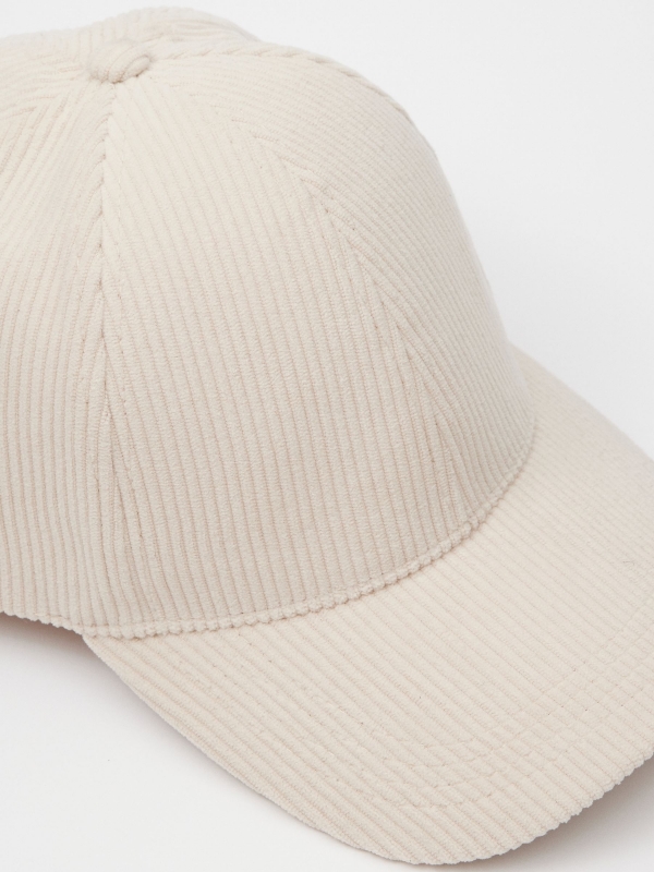 Corduroy baseball cap off white detail view
