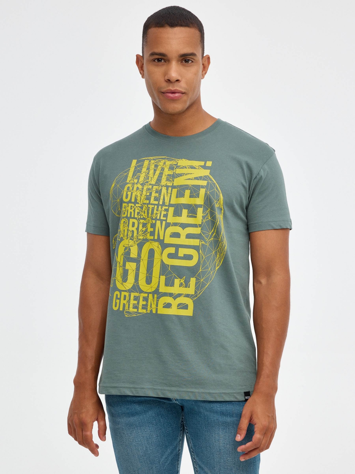 Be Green T-shirt greyish green middle front view