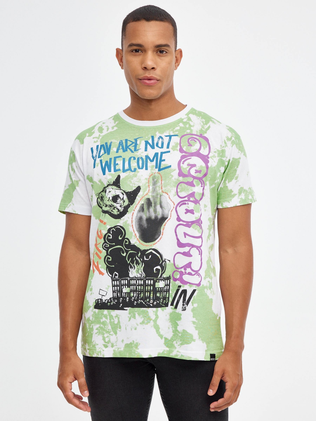 Not Welcome T-shirt light green middle front view