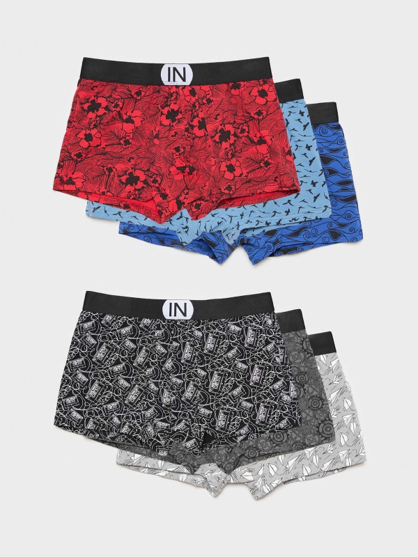 Pack of 6 printed boxers multicolor