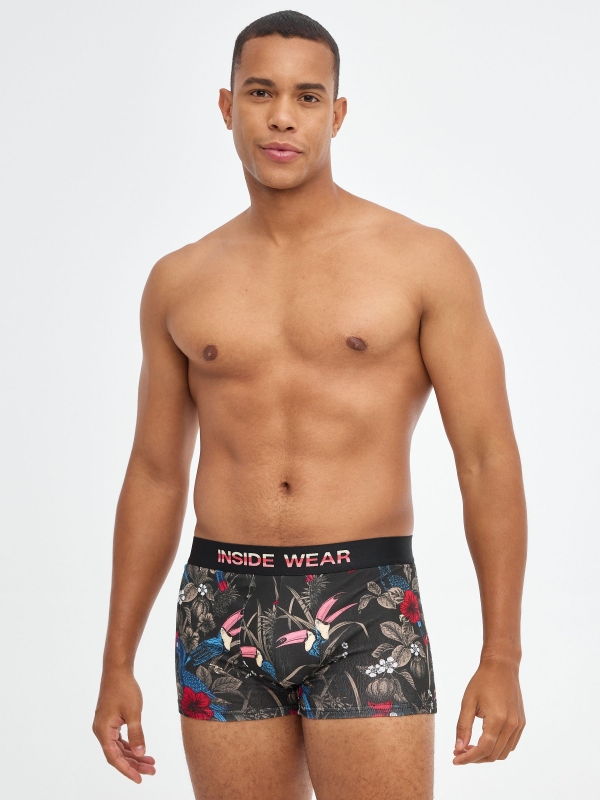 Pack 3 boxers com estampado floral multicolorido vista meia frontal