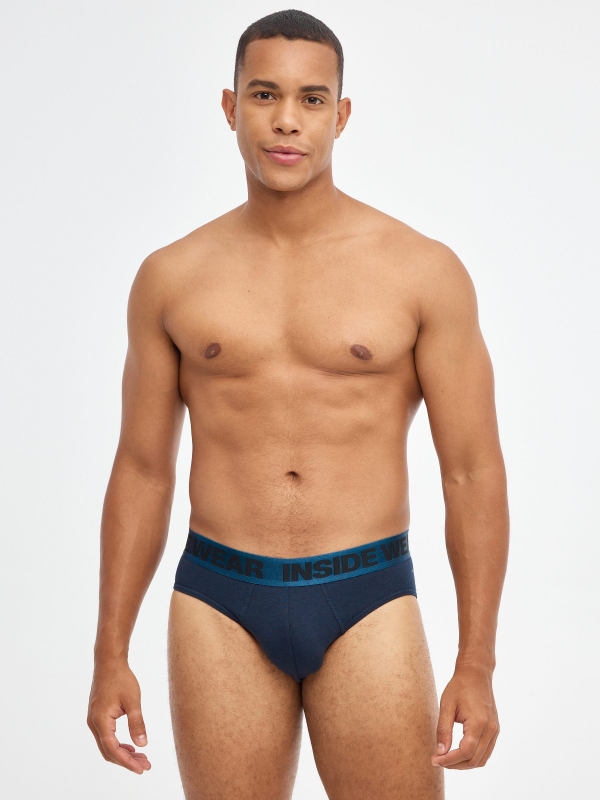 Pack 3 basic briefs multicolor middle front view
