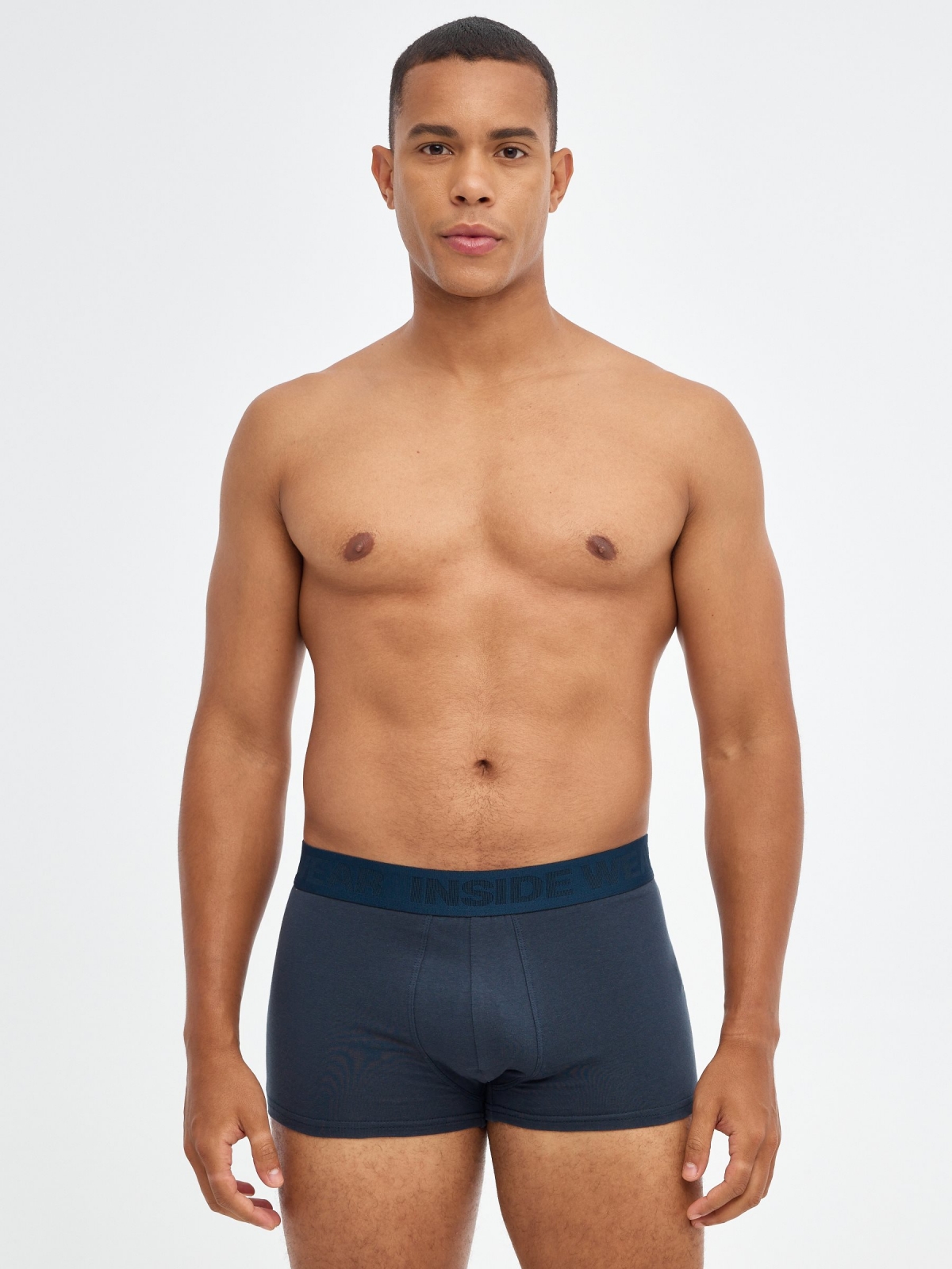 Pack 3 basic blue boxers middle front view