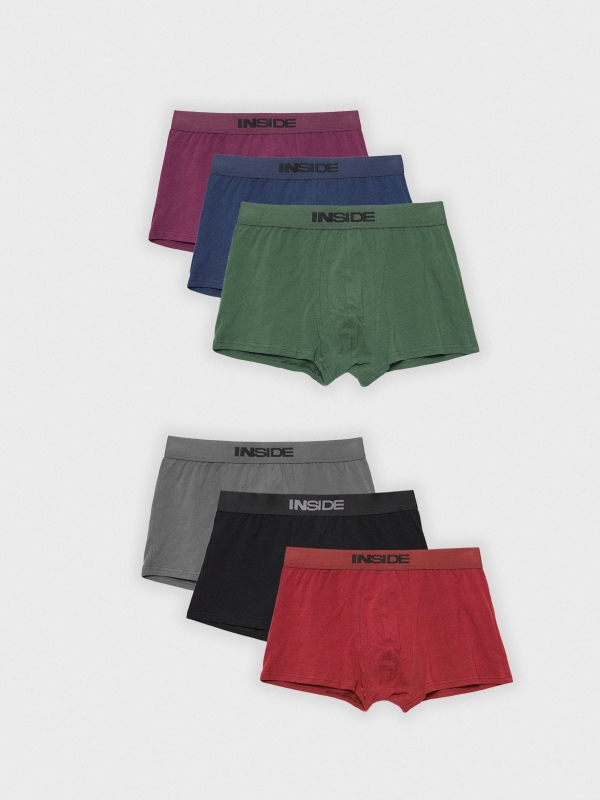 Pack 6 boxers plain colors