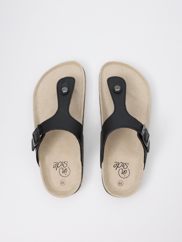 Black sandal with buckle black zenithal view