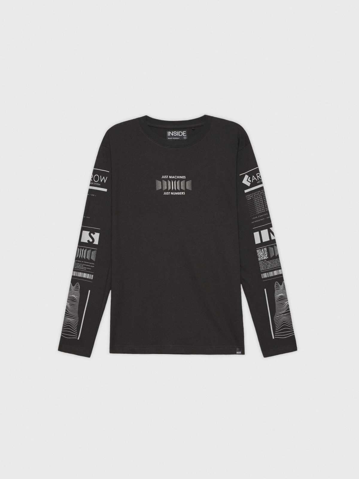  T-shirt com estampado Cyber nas mangas preto