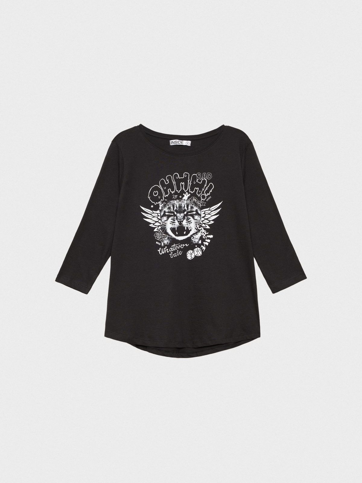  Cat print t-shirt black