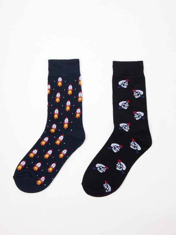 Pack of 2 fancy socks multicolor middle front view