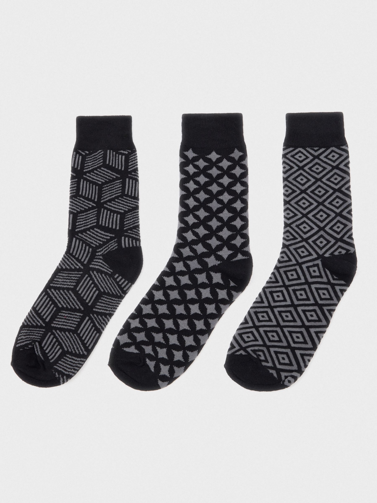 Pack of 3 geometric socks multicolor middle front view