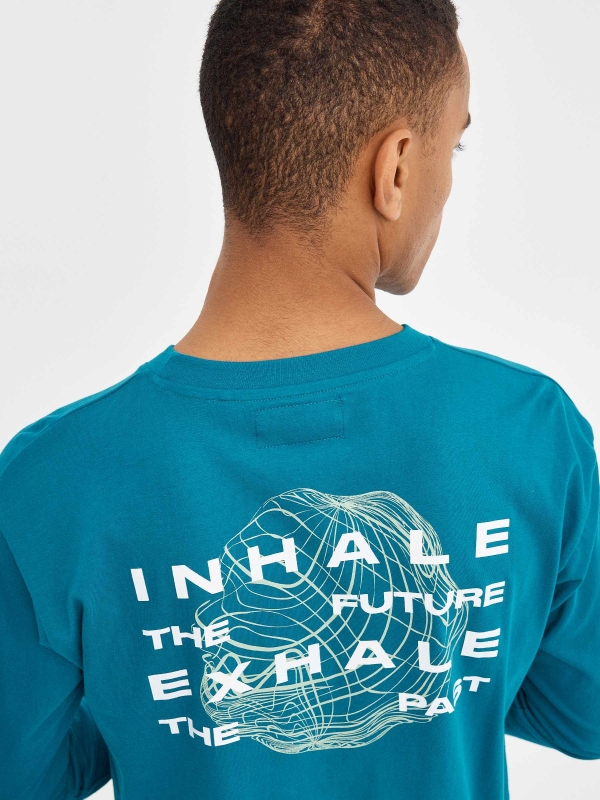 Camiseta INHALE turquesa vista detalle