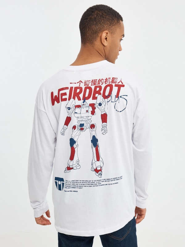 T-shirt "O Robô Estranho branco vista meia traseira