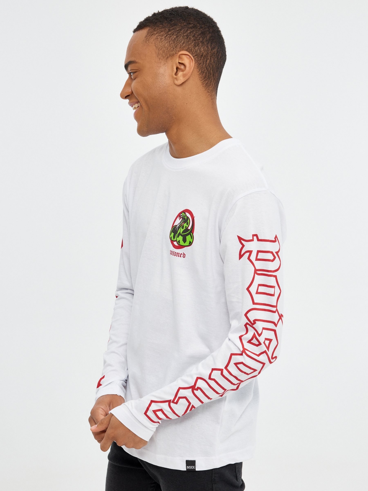 Camiseta Snake print en las mangas blanco vista detalle
